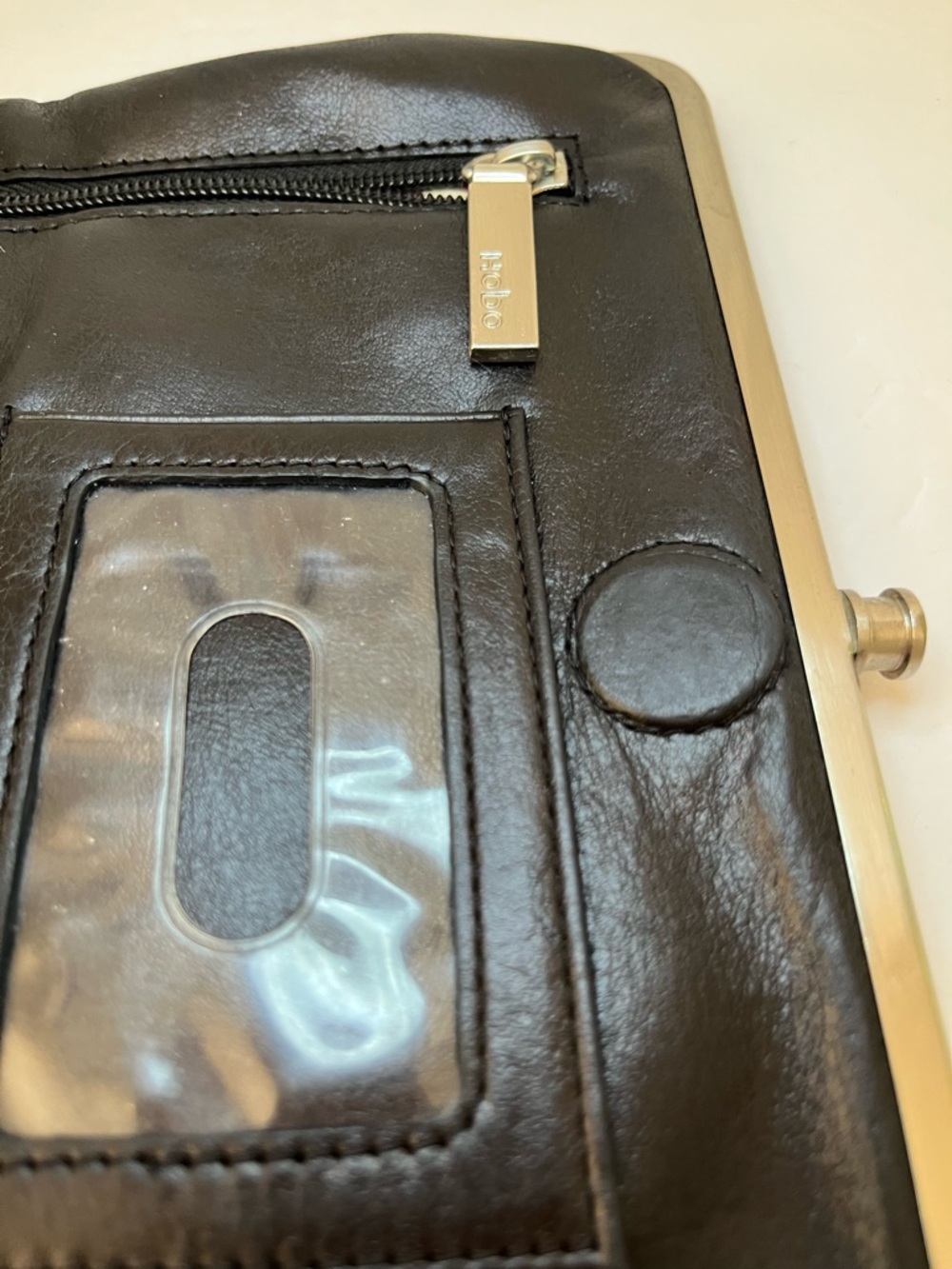 HOBO Black Leather Frame Clutch with Silver Trim - Picture 8 of 14